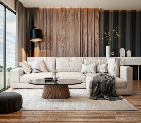 Marmoholz Montemerano Alto – Stolik Kawowy Owalny | Czarny Marmur & Brązowy Mango | 120 x 70 cm