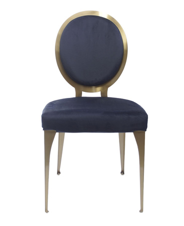 Krzesło do jadalni tapicerowane Cassari 45/55/89cm w niebieskim welurze osadzone na złotym stelażu AH-299-1gold/darkblu