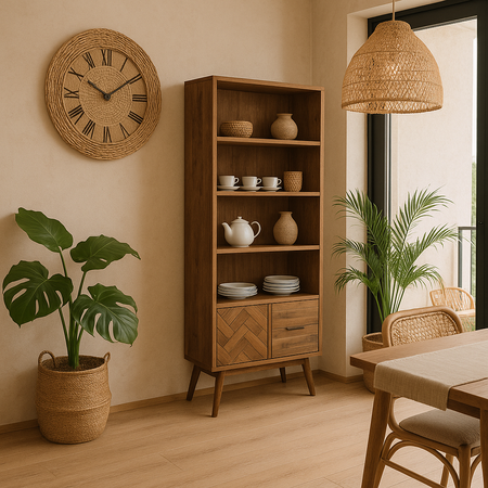 Regał wysoki z pułkami brązowy Ashton ASTL02