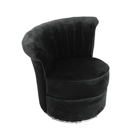 Fotel Gabi 69/71/74cm tapicerowany w czarnym welurze na srebrnej metalowej podstawie C0158-1D Black