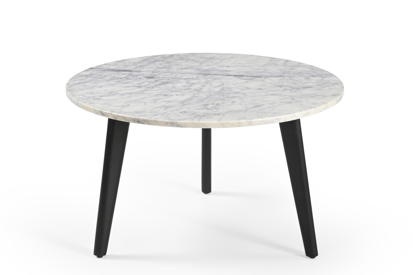 Marmoholz Modena – Stolik Kawowy | Biały Marmur & Czarny Mango | Ø70 cm