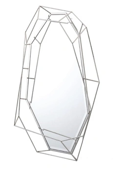 Lustro Massei II 78/127cm o nieregularnym wielokątnym kształcie ze srebrną metalową ramą 18H1037