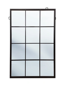 Lustro nowoczesne Boston 120/80cm w stylu loft okienne z czarnymi szprosami i stalową ramą AHS18037