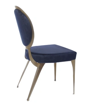 Krzesło do jadalni tapicerowane Cassari 45/55/89cm w niebieskim welurze osadzone na złotym stelażu AH-299-1gold/darkblu