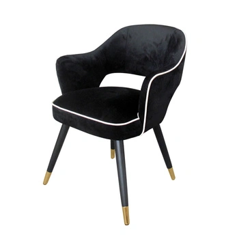 Krzesło do jadalni Nizza 61/62/80cm tapicerowane czarnym welurem z białą lamówką AH-C0181-1DMV