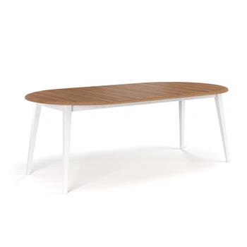 Stół okrągły rozkładany 110+2x50 cm Belluno Elegante biały+dąb Katmandu PL041B/D_2X50