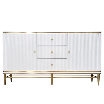 Komoda biała z szufladami do salonu sypialni Violino glamour ze złoceniami i blatem ze spieku 921-1 white
