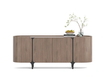 Komoda do salonu minimalistyczna orzech włoski czarne nóżki Sileno SE01 