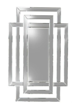 Lustro prostokątne Zita 80/120cm w stylu glamour z ramą w kształcie przeplatających się lustrzanych prostokątów AHJZ0198