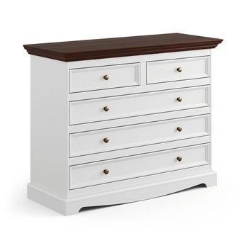 Komoda biała/orzech 5 szuflad Belluno Elegante Katmandu PL005B/O
