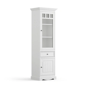 Witryna sosnowa wąska Belluno Elegante biała Katmandu PL014B