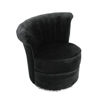 Fotel Gabi 69/71/74cm tapicerowany w czarnym welurze na srebrnej metalowej podstawie C0158-1D Black