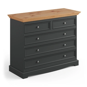 Komoda 5 szuflad grafit - naturalna sosna Belluno Elegante Katmandu PL005G/P