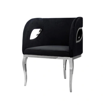 Fotel welurowy Morello 55/59/78cm czarny na srebrnych nóżkach TG-317 silver/black