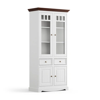 Witryna sosnowa 2d Belluno Elegante biała/orzech  Katmandu PL015B/O