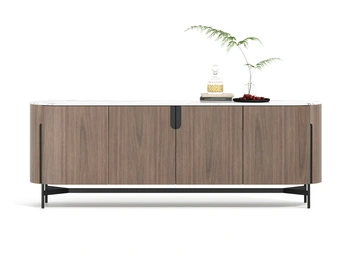 Komoda do salonu minimalistyczna orzech włoski czarne nóżki Silario SA01