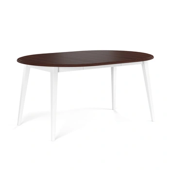 Stół okrągły rozkładany 110+50 cm Belluno Elegante biały+orzech Katmandu PL041B/O_50
