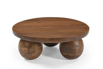 Marmoholz Siena – Stolik Kawowy | Brązowy Mango | Ø80 cm