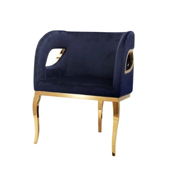 Fotel welurowy Morello 55/59/78cm niebieski na złotych nóżkach TG-317 gold/blue