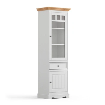 Witryna wąska biała - naturalna sosna Belluno Elegante Katmandu PL014B/P