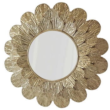 Lustro Okrągłe DAHLIA – Dekoracyjna Rama z Metaloplastyki w Stylu Glamour 23SMA1897