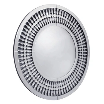 Lustro okrągłe glamour Marzano 90cm w dekoracyjnej ramie z kryształkami w kształcie łez AH16JZ112-1