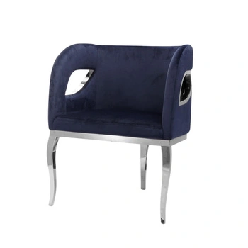 Fotel welurowy Morello 55/59/78cm ciemnoniebieski na srebrnych nóżkach TG-317 silv/darkblue