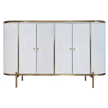 Komoda biała do salonu sypialni Marion glamour ryflowana ze złoceniami MP-819#_1