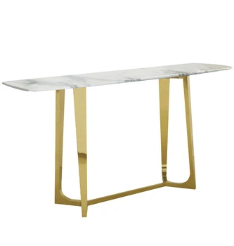 Konsola Roseta 150/45/80cm z białym marmurowym blatem i złotymi chromowanymi nóżkami TG-274 gold/white