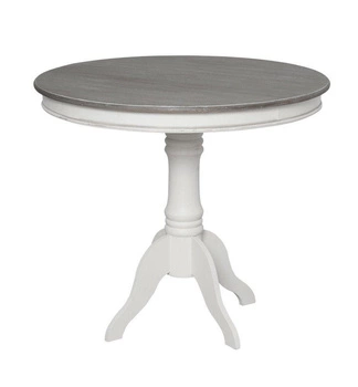 Stół drewniany stylizowany biały okrągły 90cm Rimini White RIW116