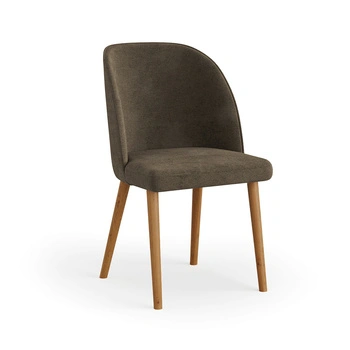 Krzesło tapicerowane khaki z drewnianymi nogami R23 Olbia Katmandu BESOLB/R23