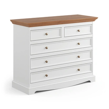 Komoda biała / dąb 5 szuflad Belluno Elegante Katmandu PL005B/D