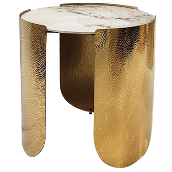 Stolik kawowy Coccodrillo S glamour z blatem ze spieku osadzony na złotym stelażu 50/50/55cm TG-625S