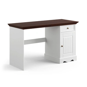 Biurko pojedyncze sosnowe Belluno Elegante biały orzech  Katmandu PL031B/O