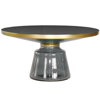 Stolik kawowy do salonu glamour Bottle Table 75/37 cm szaro-złoty osadzony na szklanej nodze TG-26-low gray/TC021