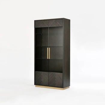 Witryna czarna z drzwiami szklanymi Seville SEV26-2