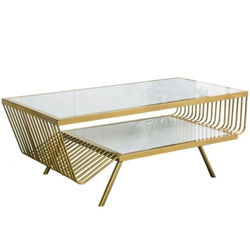 Stolik kawowy do salonu Esonne 100/52cm miodowy z białym marmurowym blatem TC113 honey