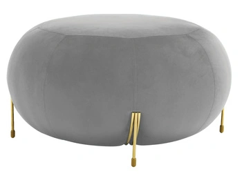 Pufa z szarego weluru Royan 80/40cm z dystyngowanymi złotymi nóżkami TG-602_25 gold/grey