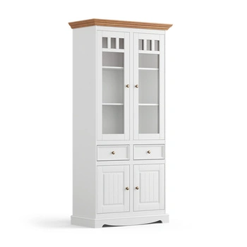 Witryna sosnowa 2d Belluno Elegante biała/dąb  Katmandu PL015B/D