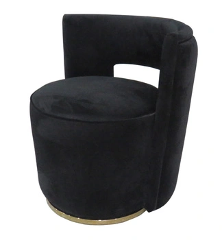 Fotel Swan 58/65/69cm tapicerowany czarnym welurem na złotej metalowej podstawie AH-CO277A-1DMV Black